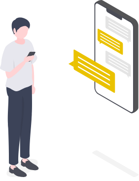 男性がスマホからメッセージのやり取りをしているイラスト